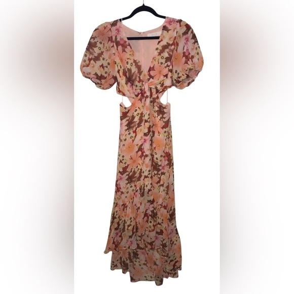 ASTR The Label High Low Dress in Pink and Orange Floral 🍂🍁🧡 Medium Jennell Dress - Picture 2 of 16